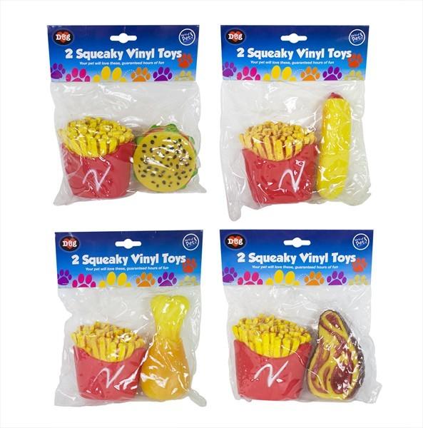 Vinyl Fast Food Pets Squeaky Toy - 2 Pack - Towsure